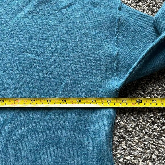 Zella Blue/Turquoise Cashmere Wool Blend Long Sleeve Turtleneck Sweater - Picture 4 of 7